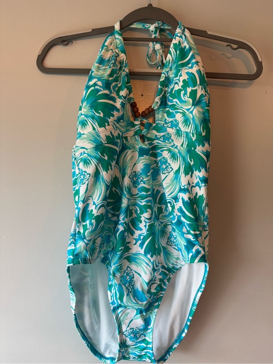 Time and Tru Tops - Time And Tru Teal Floral Halter One-Piece Top L NWOT